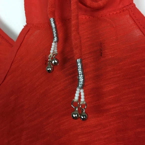 AMERICAN EAGLE Cami Tank Top Embroidered Beads Boho Ruffle Lace Up Back Size XS - Picture 7 of 11
